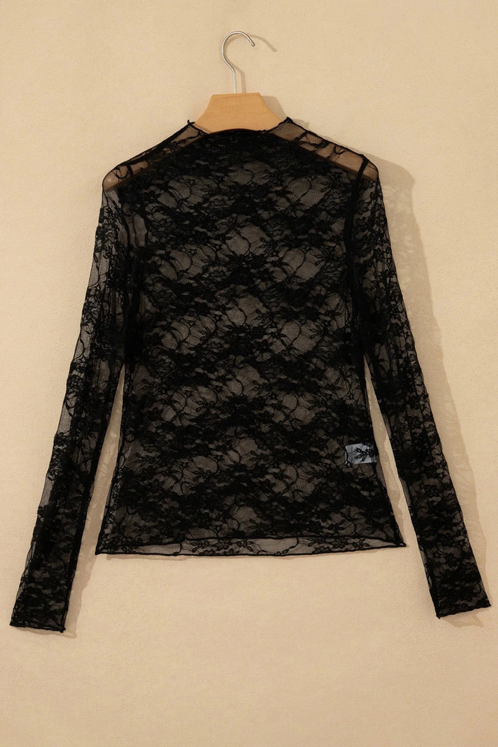 Sheer Floral Lace Mock Neck Long Sleeve Top - Rooted & Reckless Co.