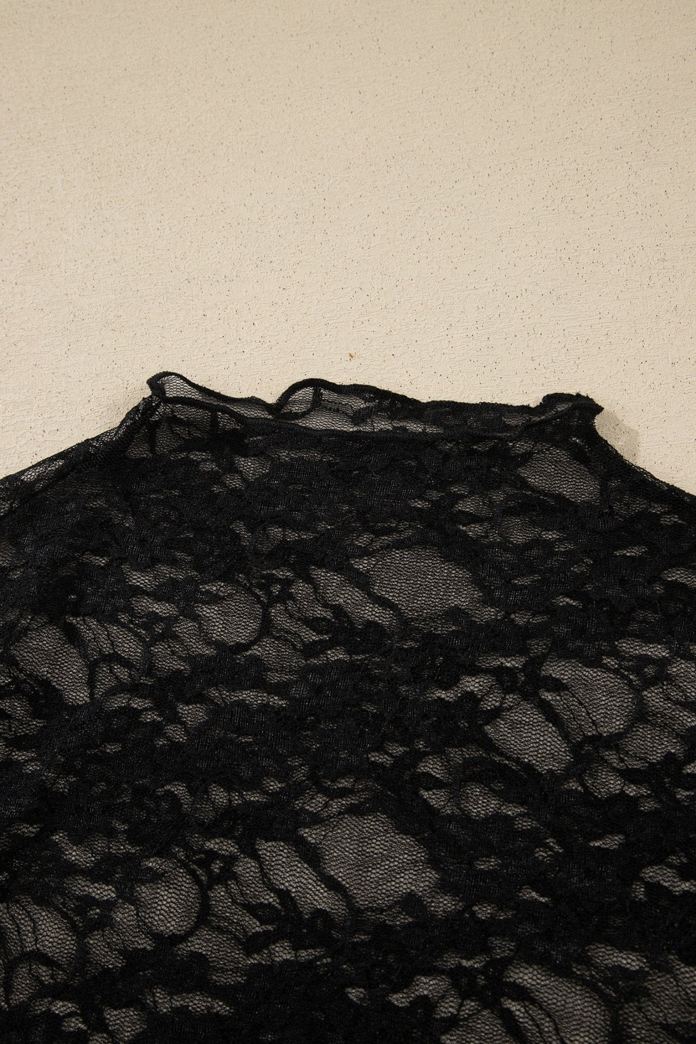 Sheer Floral Lace Mock Neck Long Sleeve Top - Rooted & Reckless Co.