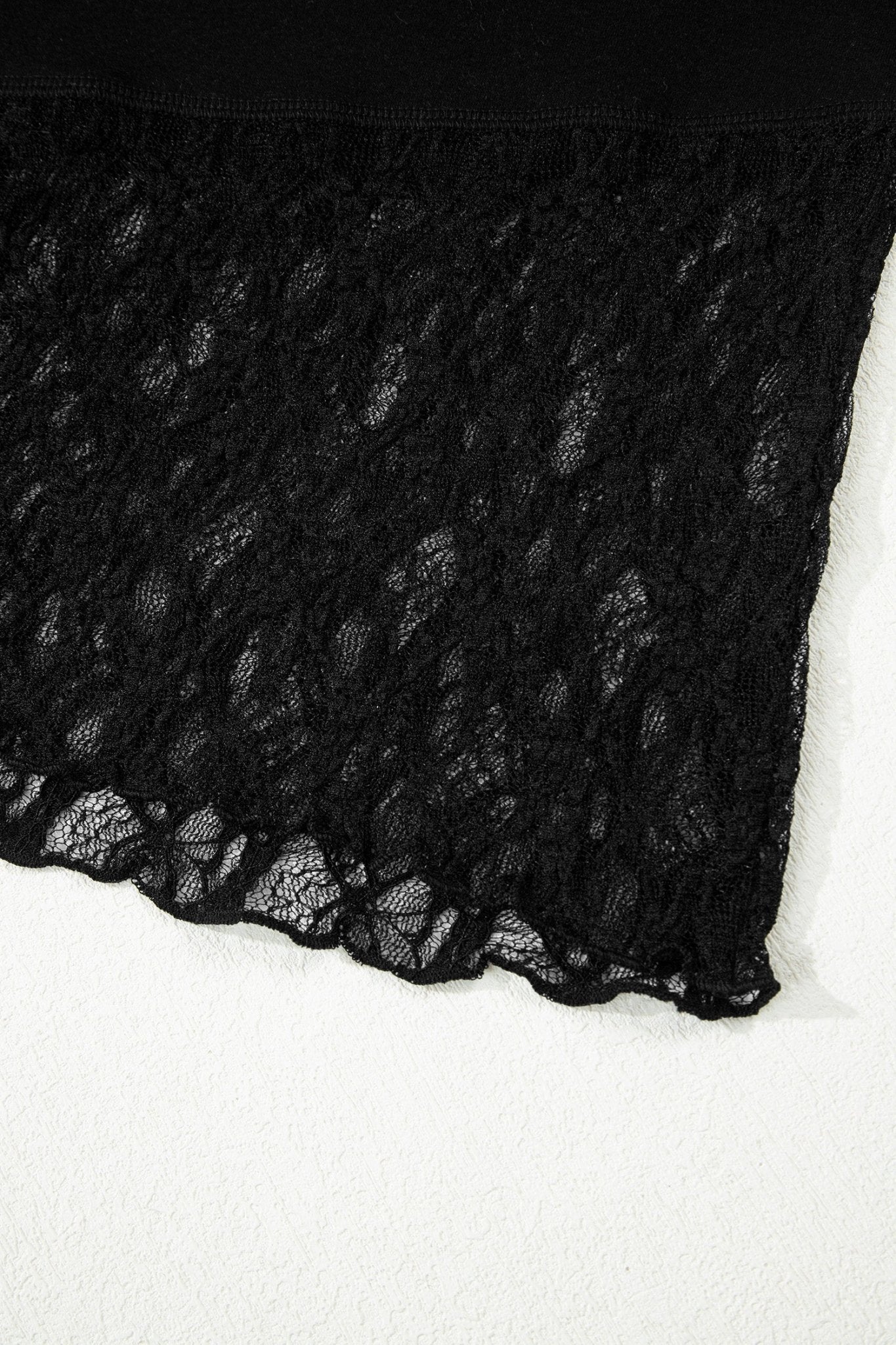 Sheer Lace Asymmetric Patchwork Long Sleeve Top - Rooted & Reckless Co.