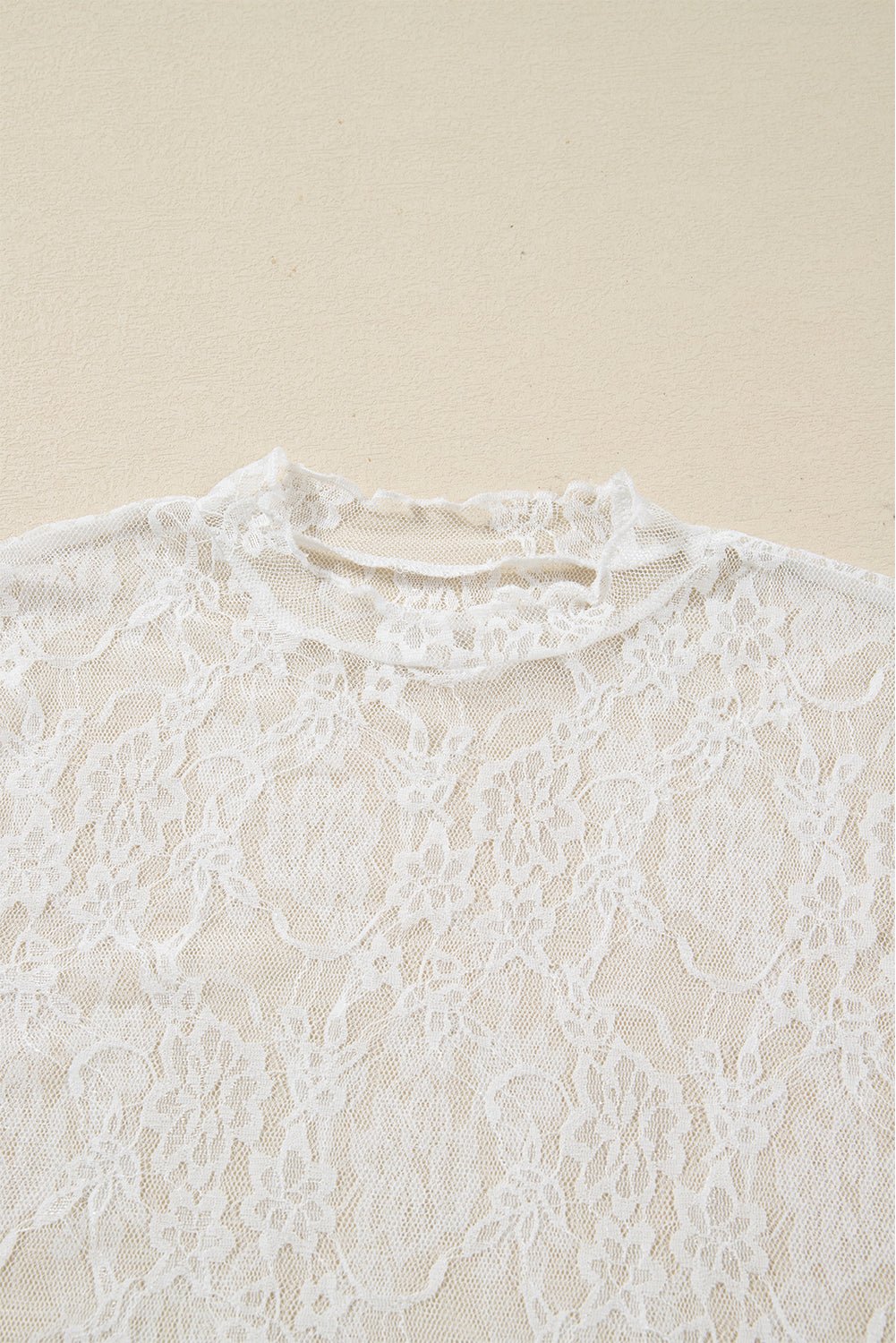Sheer Lace Mesh Mock Neck Long Sleeve Top - Rooted & Reckless Co.