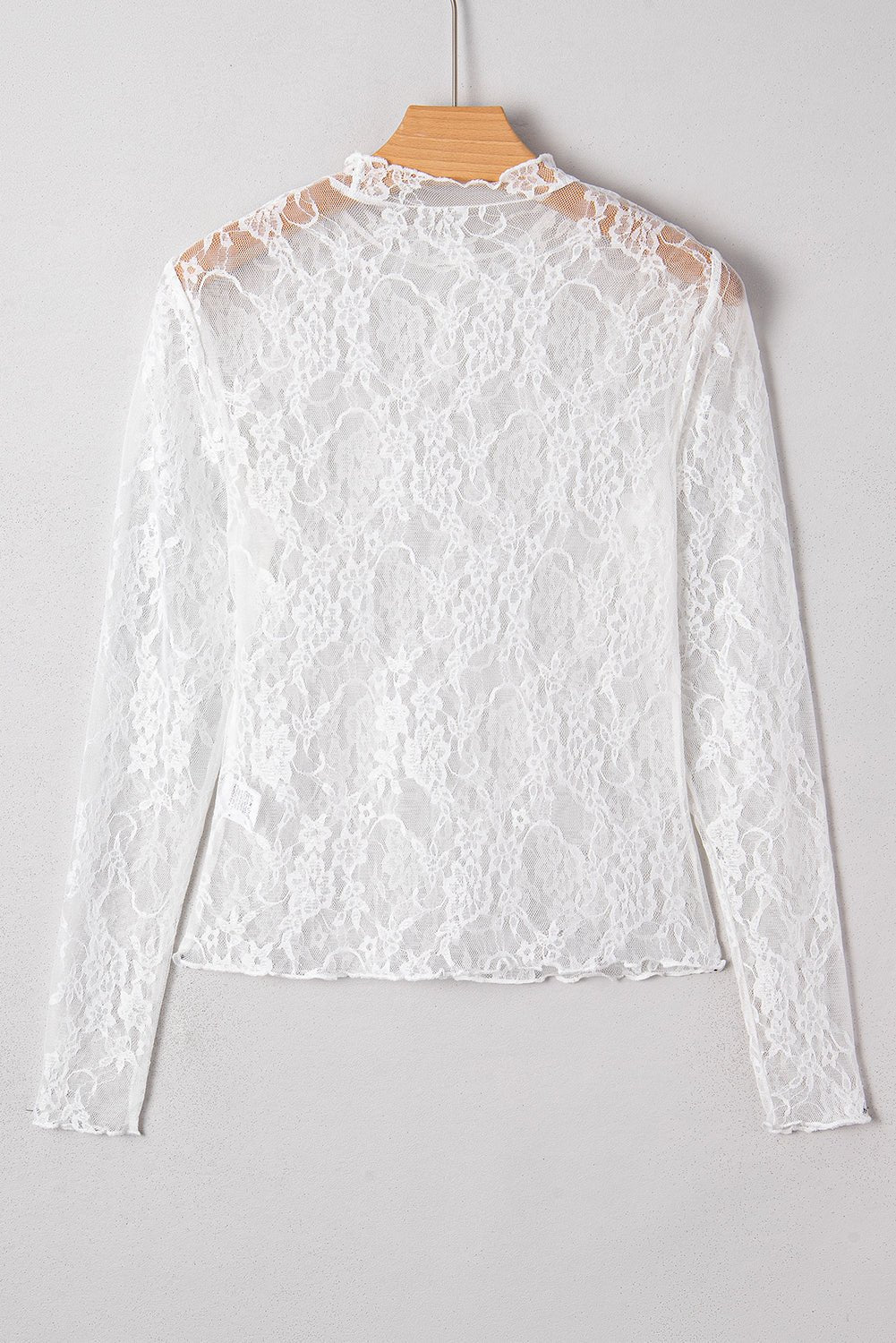 Sheer Lace Mesh Mock Neck Long Sleeve Top - Rooted & Reckless Co.