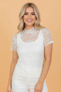 Sheer Lace Mesh Round Neck T-Shirt - Rooted & Reckless Co.