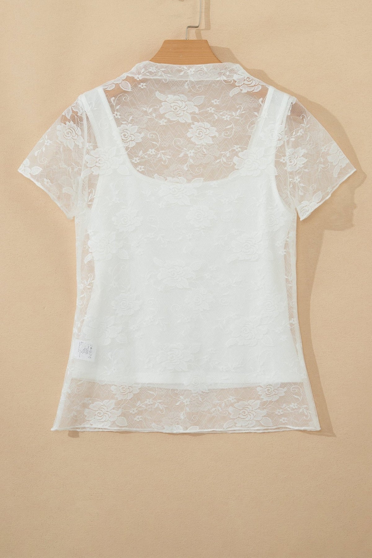 Sheer Lace Mesh Round Neck T-Shirt - Rooted & Reckless Co.