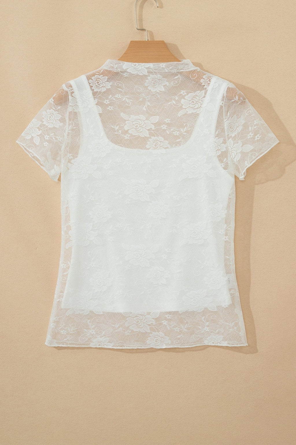 Sheer Lace Mesh Round Neck T-Shirt - Rooted & Reckless Co.