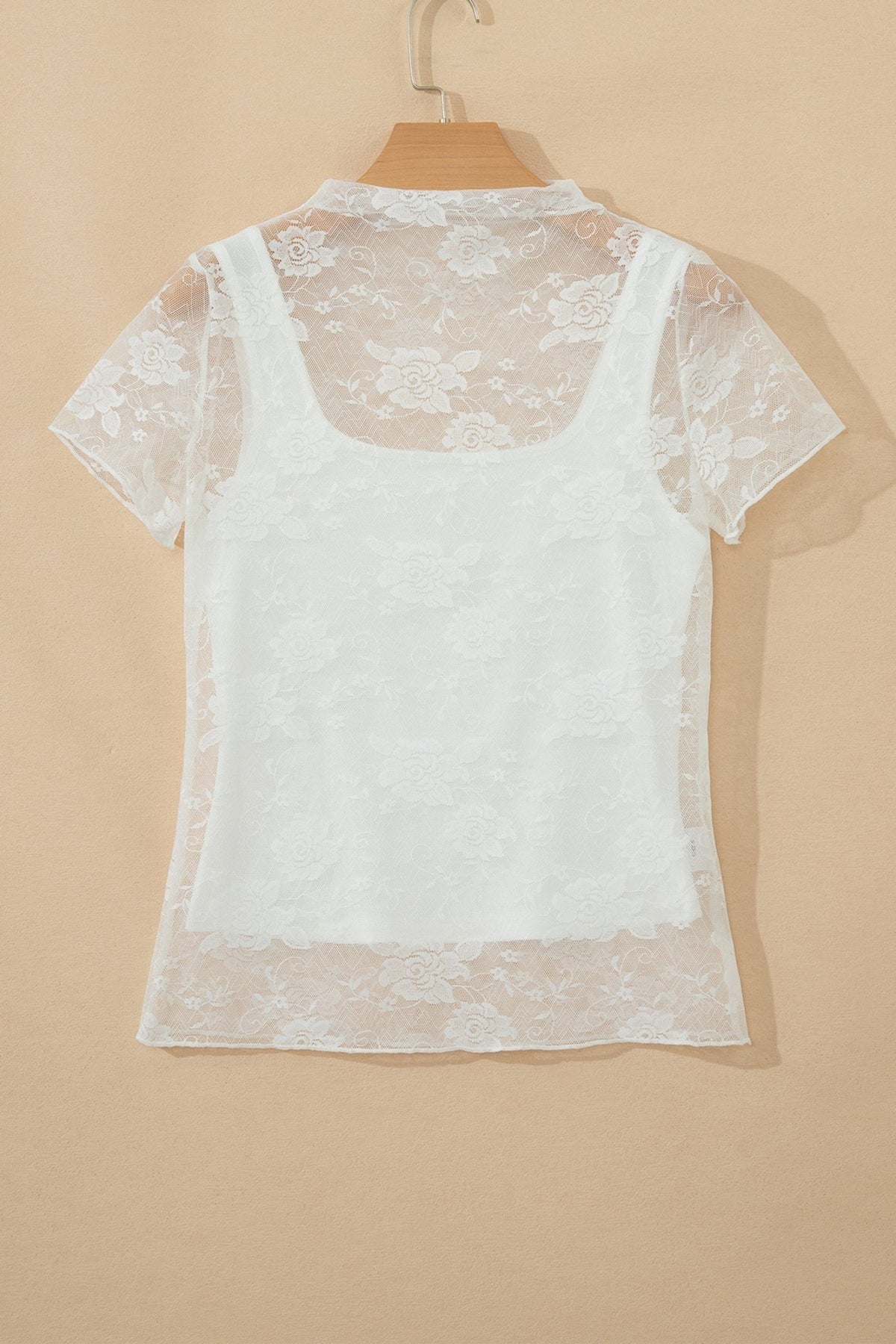 Sheer Lace Mesh Round Neck T-Shirt - Rooted & Reckless Co.