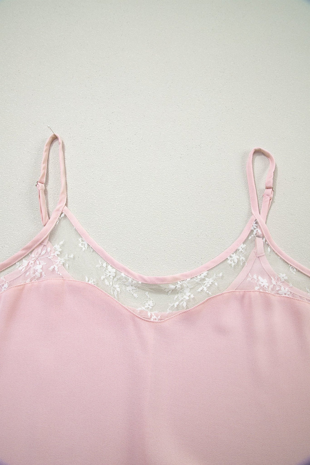 Sheer Lace Patchwork Camisole Nightgown Dress - Rooted & Reckless Co.