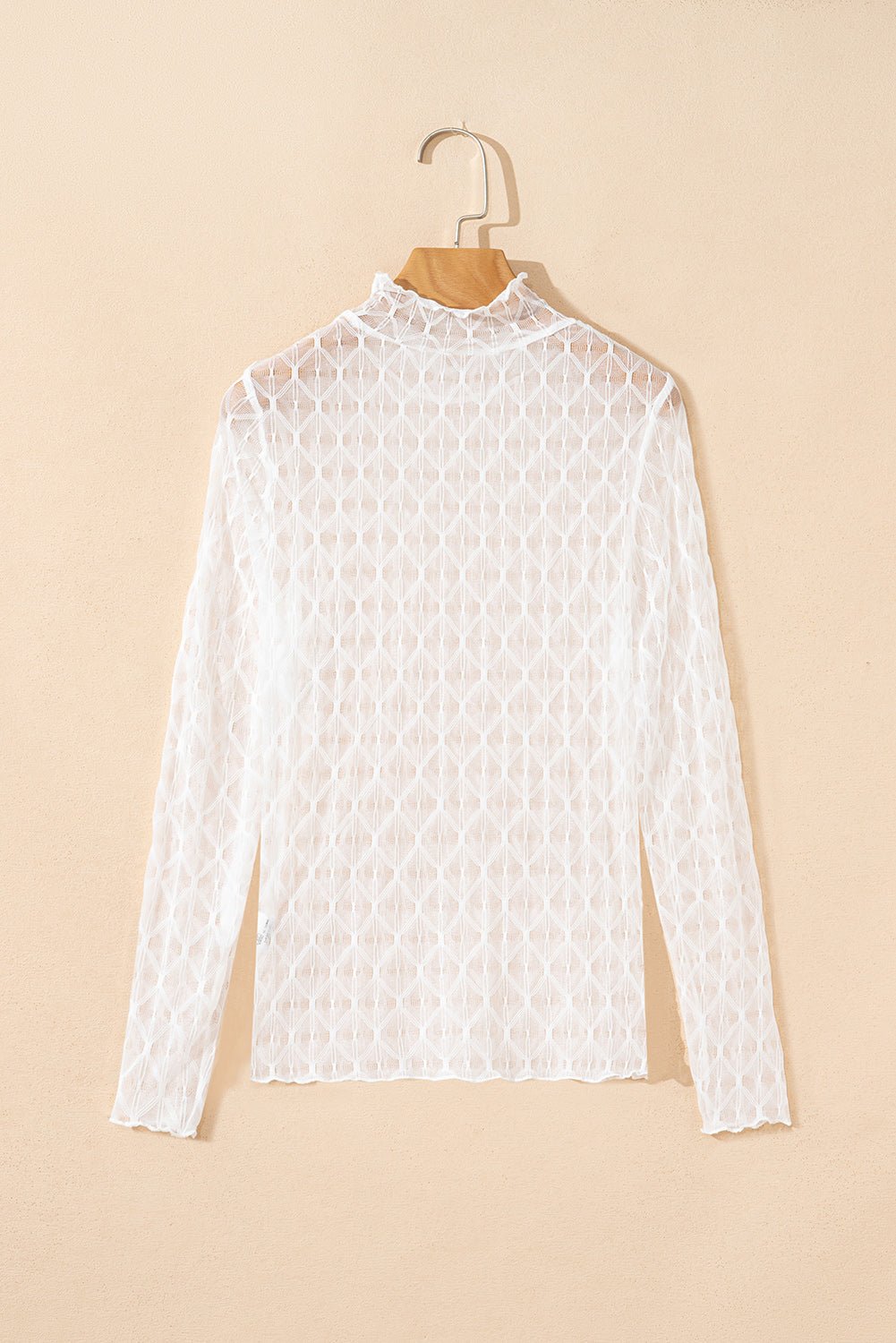 Sheer Mesh Lettuce Trim Long Sleeve Top - Rooted & Reckless Co.