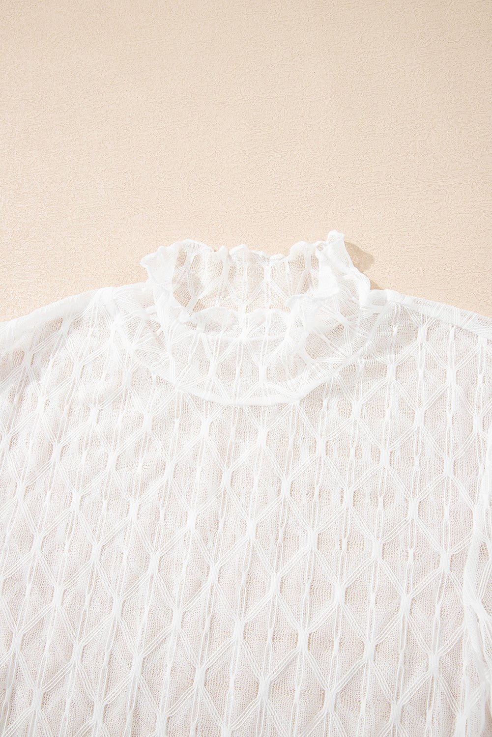 Sheer Mesh Lettuce Trim Long Sleeve Top - Rooted & Reckless Co.