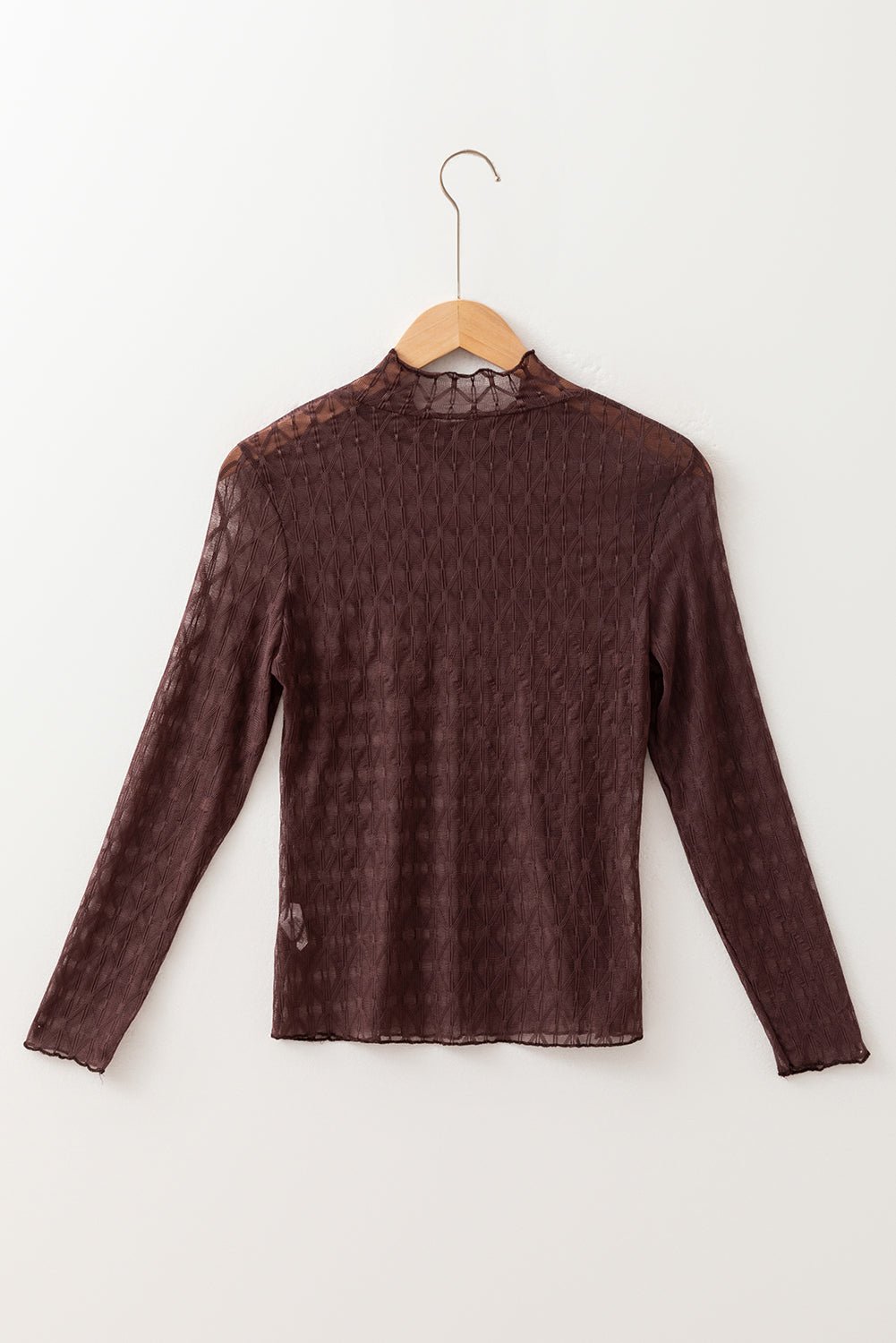 Sheer Mesh Lettuce Trim Long Sleeve Top - Rooted & Reckless Co.