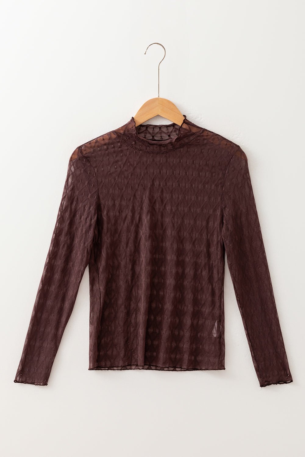 Sheer Mesh Lettuce Trim Long Sleeve Top - Rooted & Reckless Co.