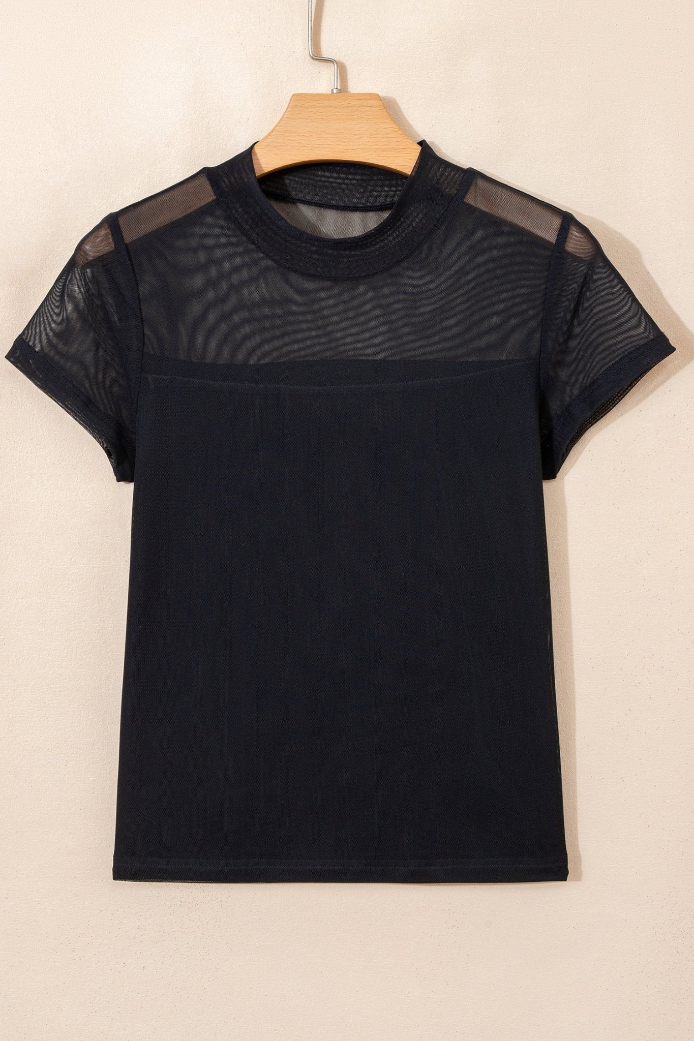 Sheer Mesh Patchwork Cap Sleeve T-Shirt - Rooted & Reckless Co.