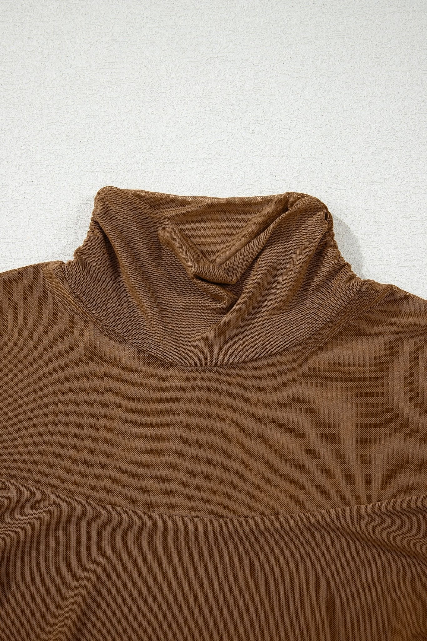 Sheer Mesh Patchwork High Neck Long Sleeve Top - Rooted & Reckless Co.