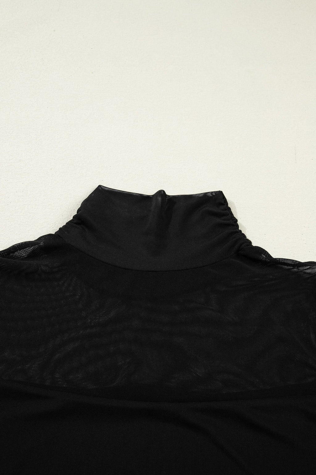 Sheer Mesh Patchwork High Neck Long Sleeve Top - Rooted & Reckless Co.