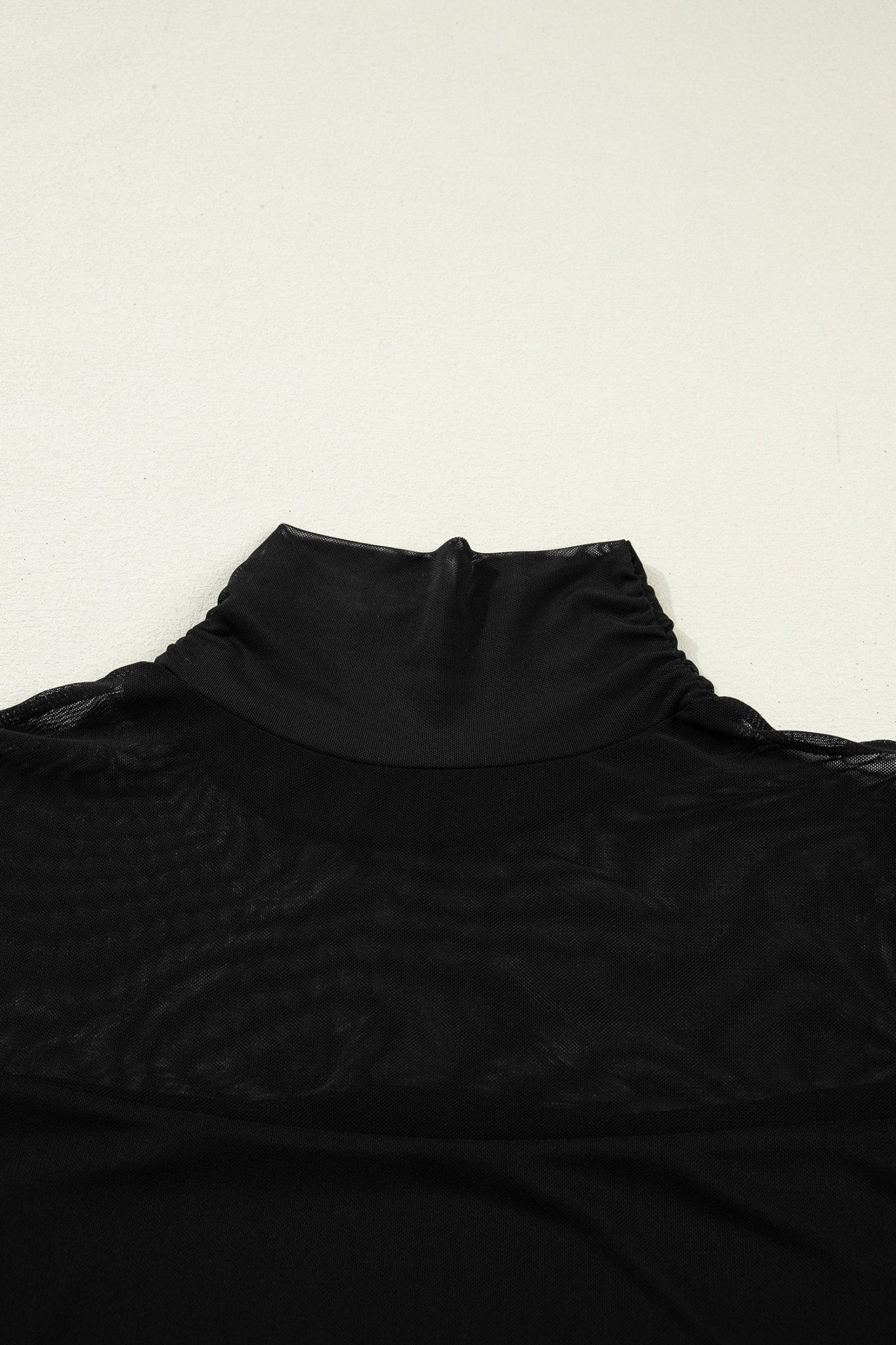 Sheer Mesh Patchwork High Neck Long Sleeve Top - Rooted & Reckless Co.