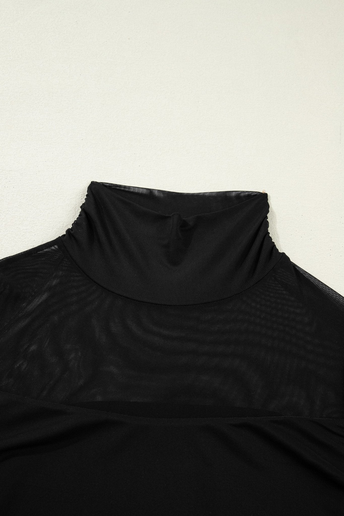 Sheer Mesh Patchwork High Neck Long Sleeve Top - Rooted & Reckless Co.