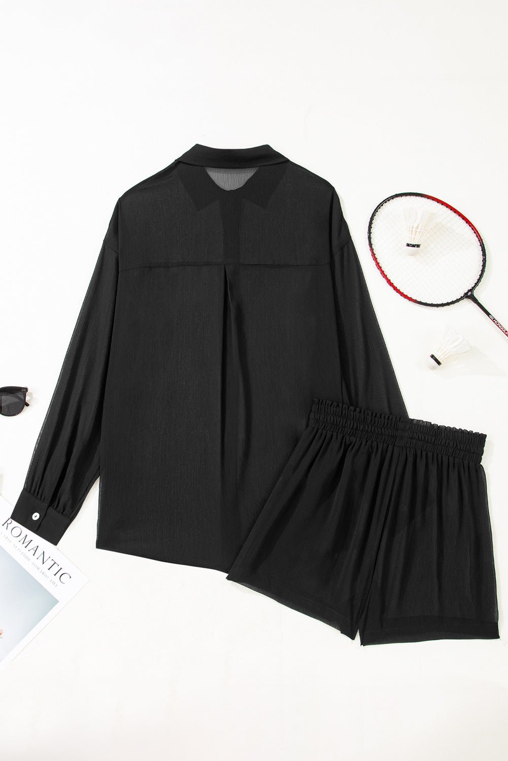 Sheer Tunic Shirt & Drawstring Shorts Cover-Up - Rooted & Reckless Co.