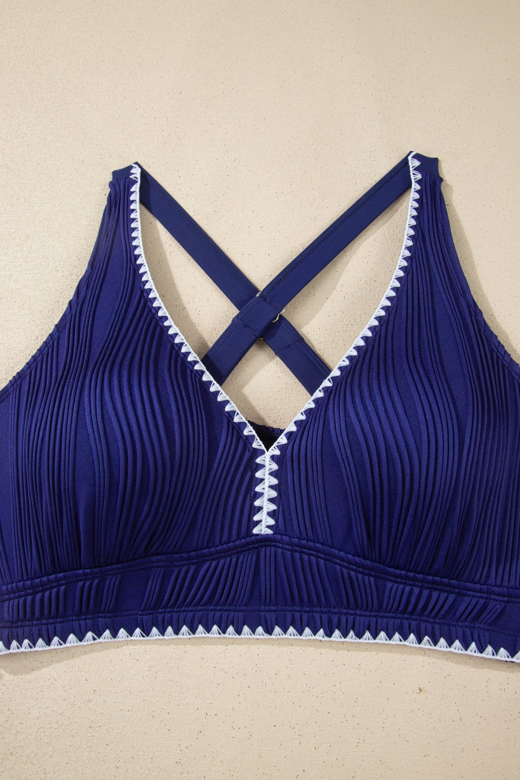 Shell Stitch Trim Textured High Waist Bikini Set - Rooted & Reckless Co.
