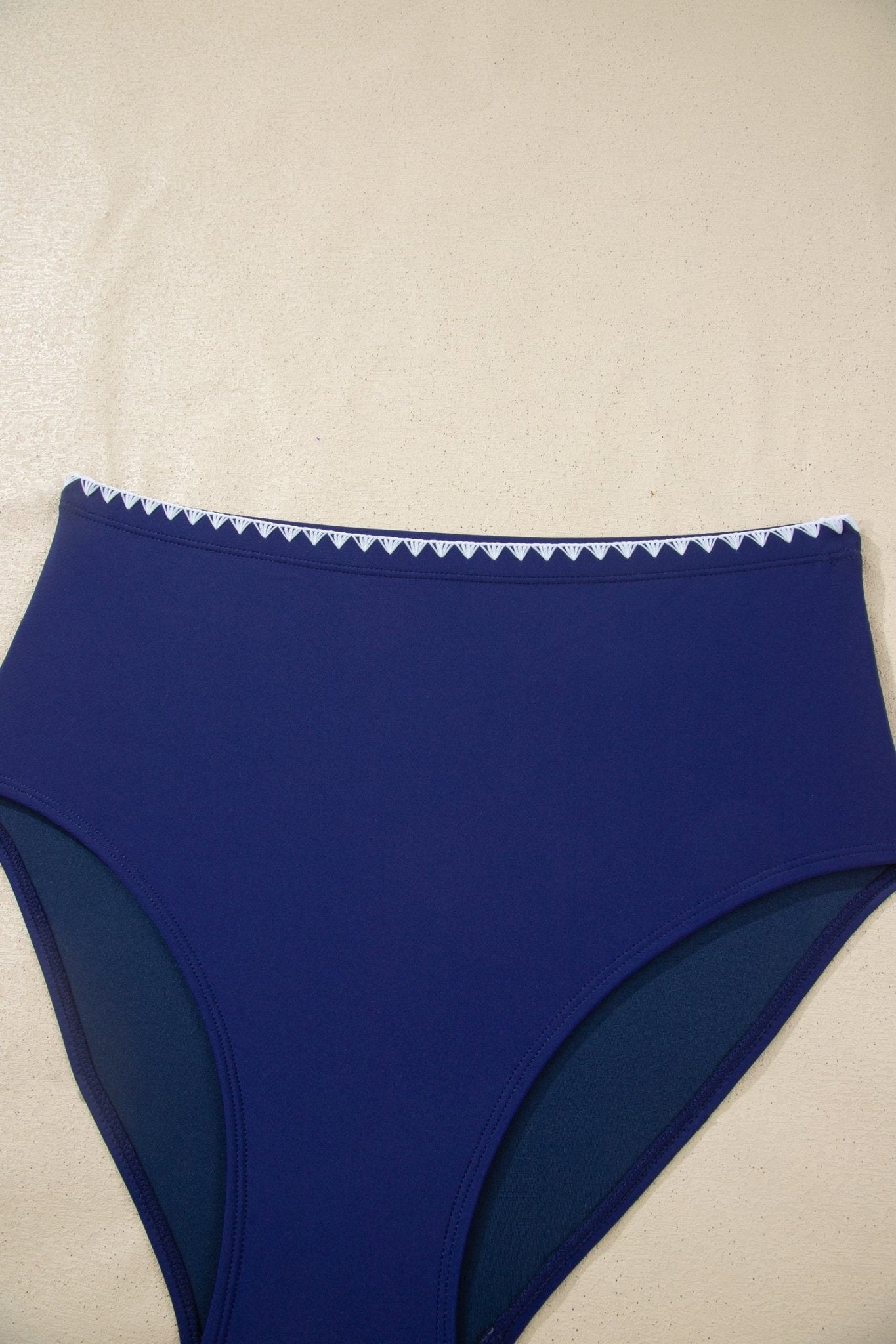 Shell Stitch Trim Textured High Waist Bikini Set - Rooted & Reckless Co.
