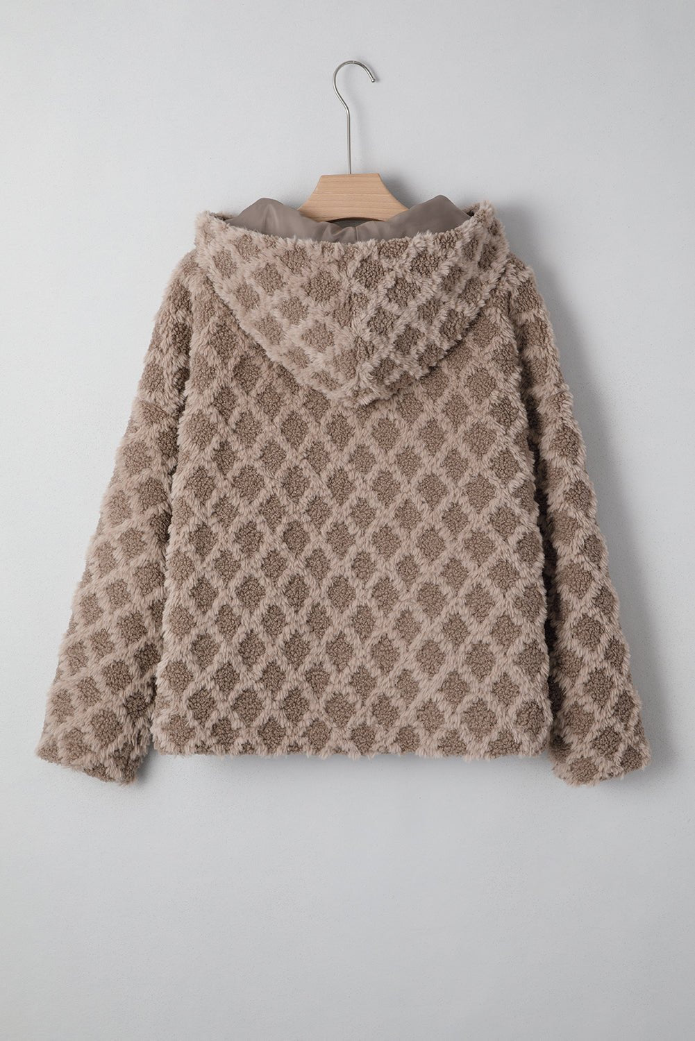 Sherpa Rhombus Textured Zip Up Hooded Jacket - Rooted & Reckless Co.