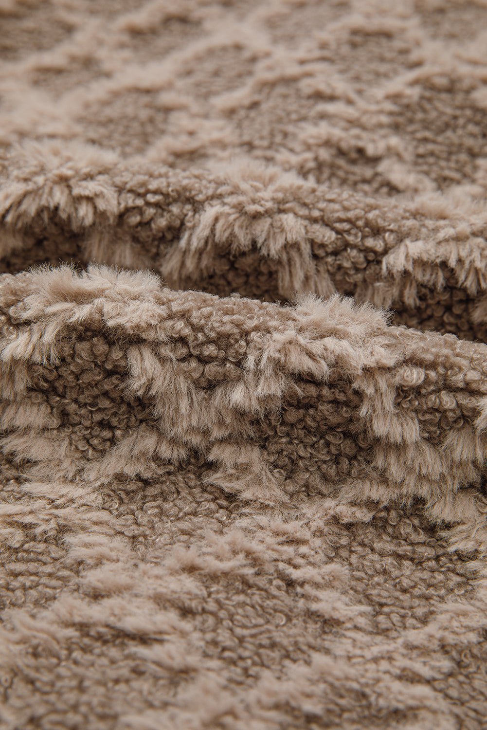 Sherpa Rhombus Textured Zip Up Hooded Jacket - Rooted & Reckless Co.