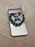 Sherry Nez Zuni Multi-Stone Inlay Money Clip — Sterling Silver & Stainless - Rooted & Reckless Co.