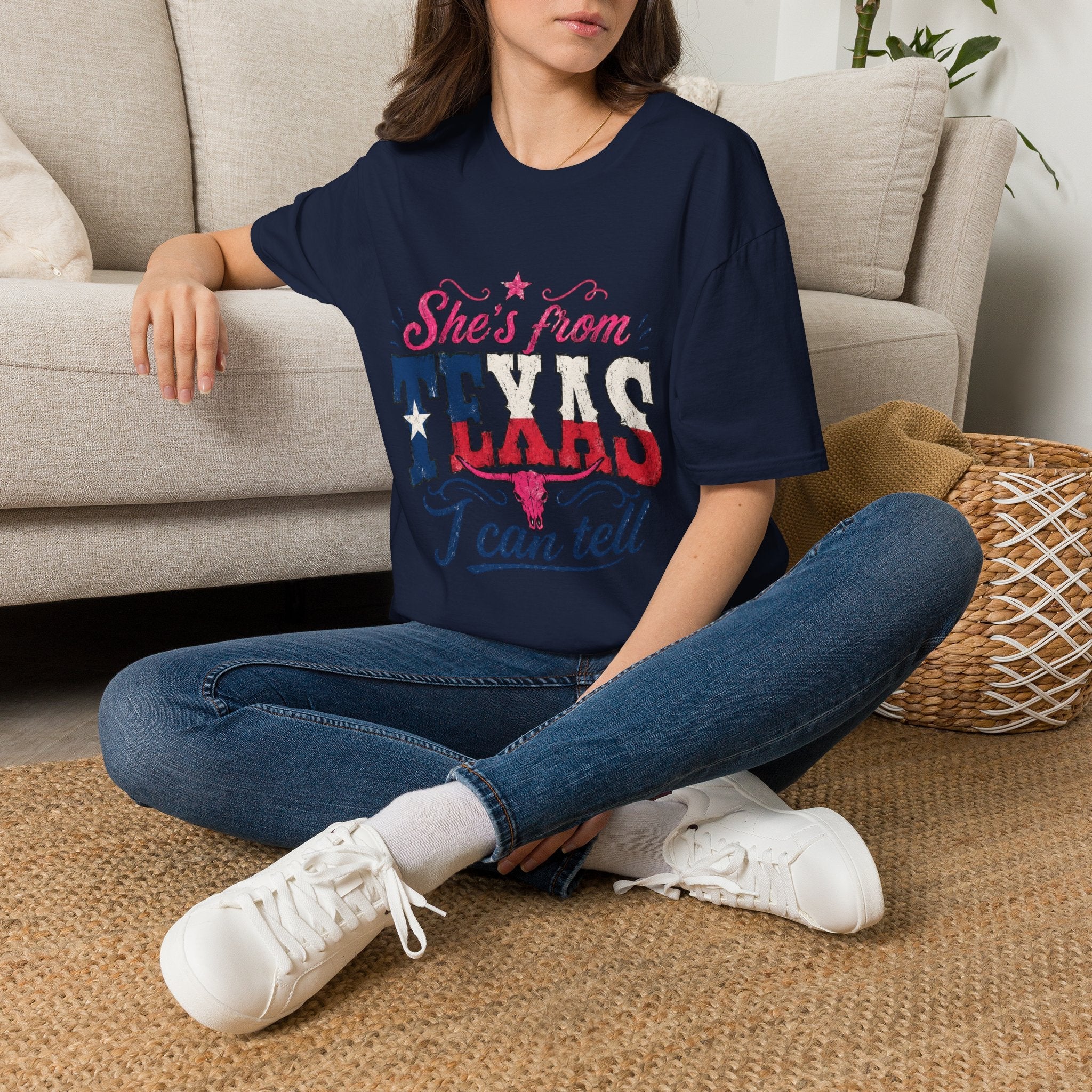She's From Texas T-Shirt — Patriotic Retro Lone Star Tee for Women - Rooted & Reckless Co.