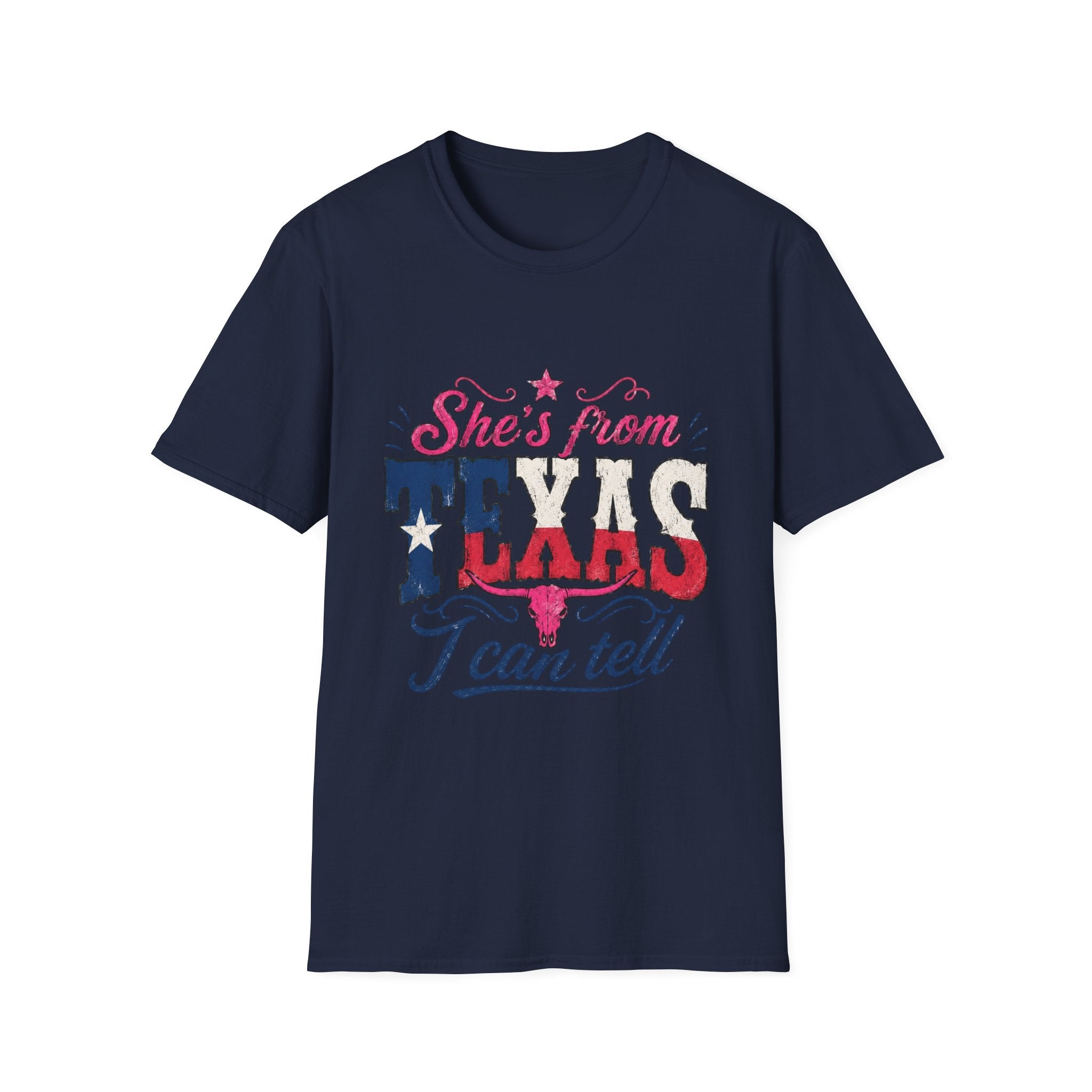 She's From Texas T-Shirt — Patriotic Retro Lone Star Tee for Women - Rooted & Reckless Co.