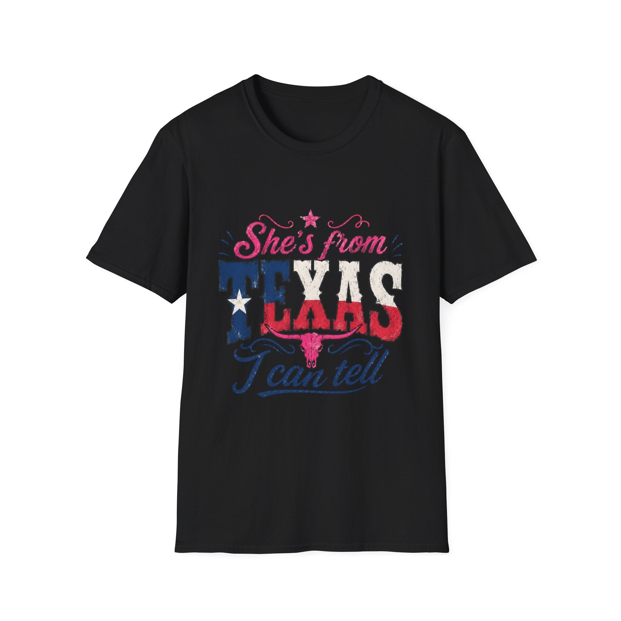 She's From Texas T-Shirt — Patriotic Retro Lone Star Tee for Women - Rooted & Reckless Co.