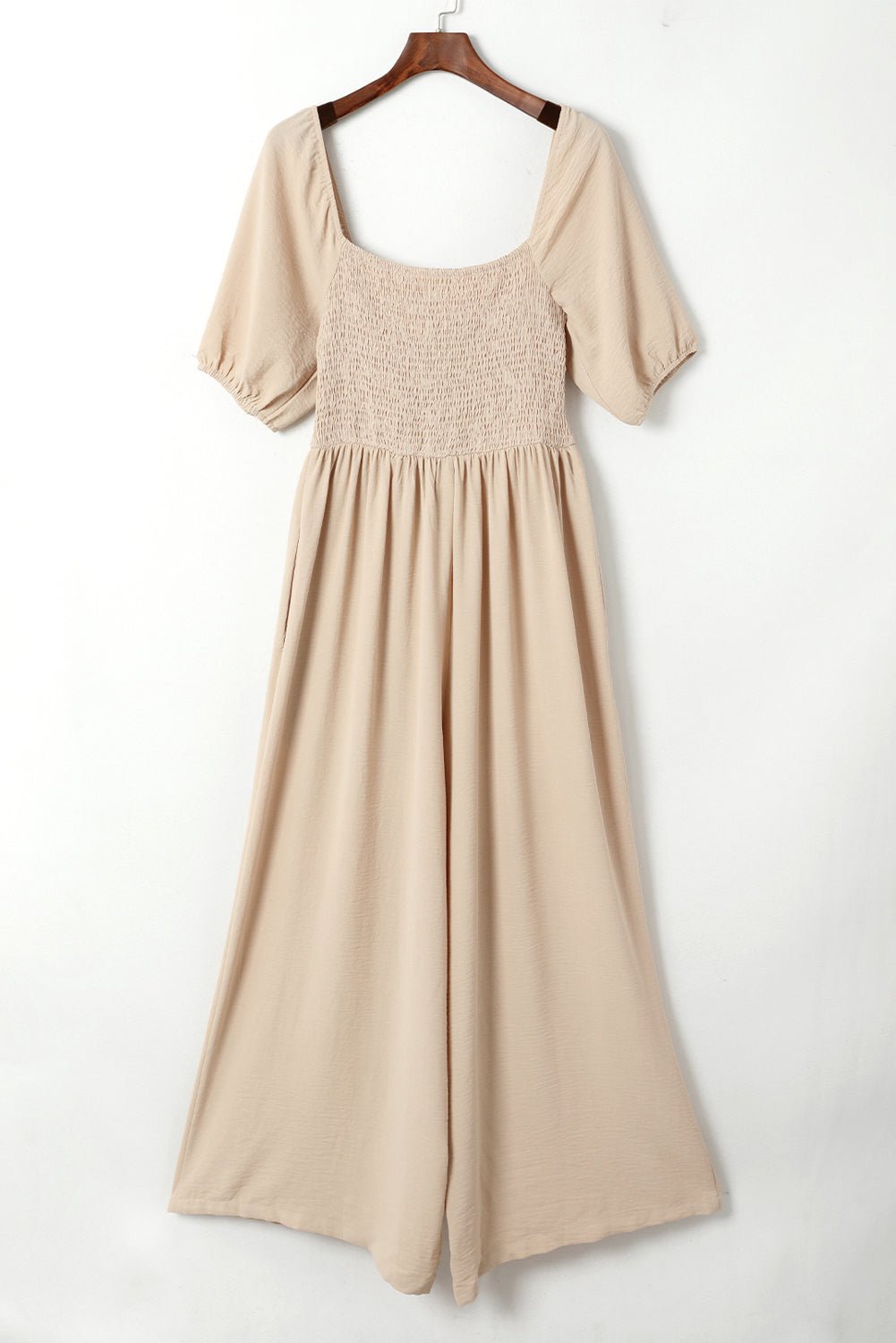Short Bubble Sleeve Smocked Wide Leg Jumpsuit - Rooted & Reckless Co.