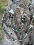 Silver Beads Turquoise Flats Beaded Necklace - Rooted & Reckless Co.