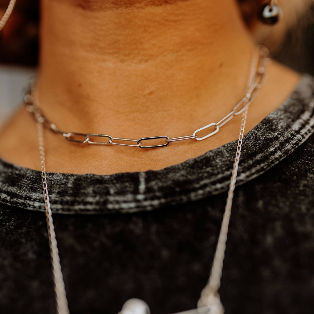 Silver Paperclip Choker - Rooted & Reckless Co.
