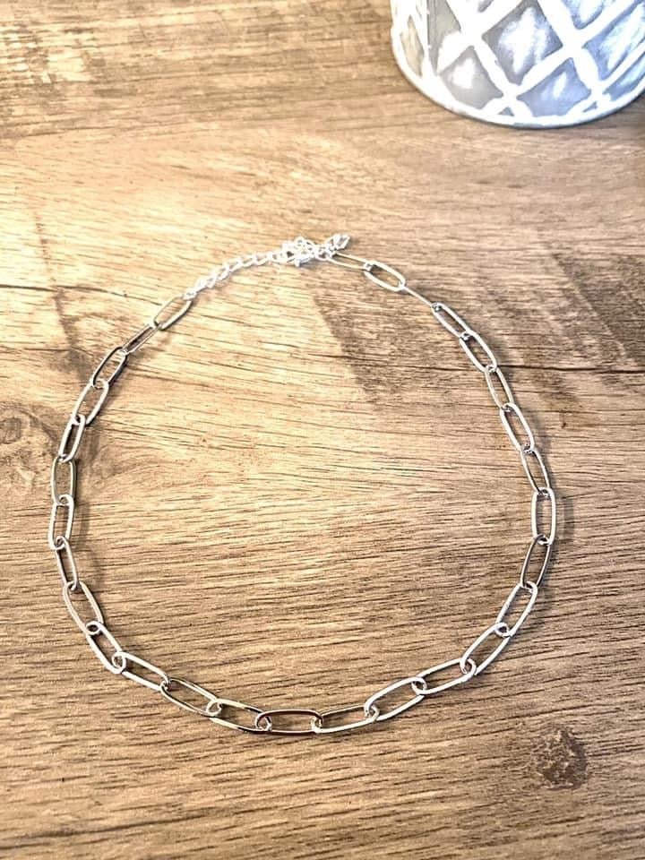 Silver Paperclip Choker - Rooted & Reckless Co.