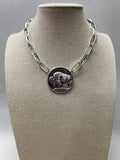 Silver Western Buffalo Coin Statement Choker & Earring Set — Oversized Coin Pendant - Rooted & Reckless Co.