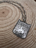 Silver Western Rodeo Statement Pendant Necklace – Adjustable 22"+ - Rooted & Reckless Co.