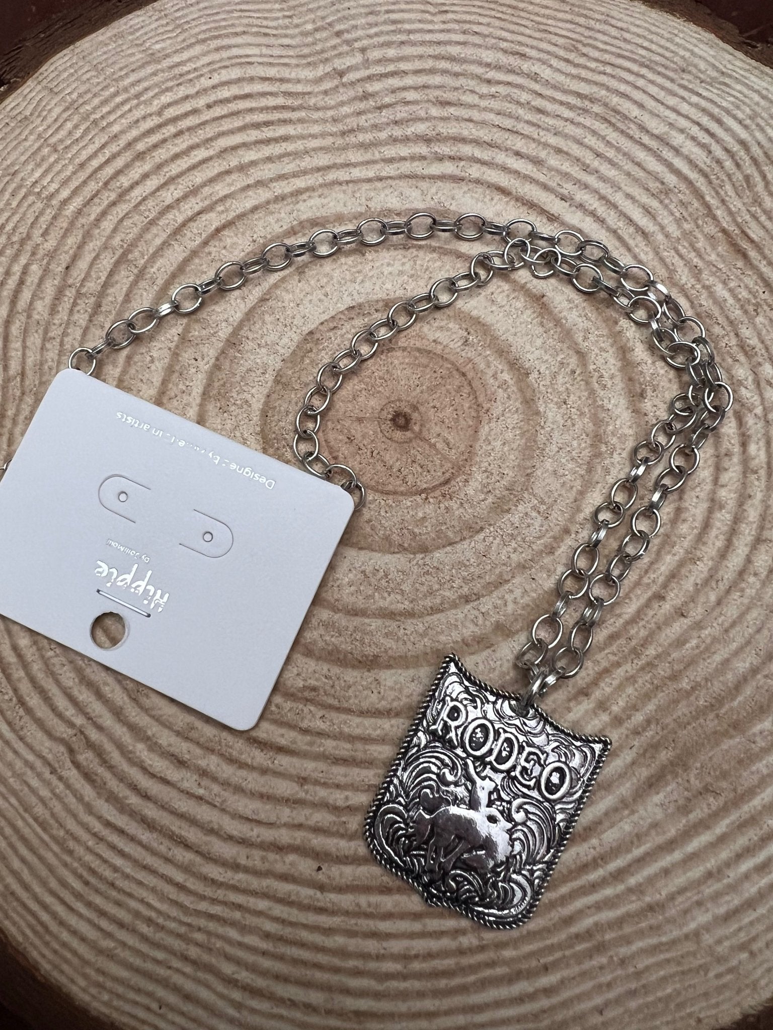 Silver Western Rodeo Statement Pendant Necklace – Adjustable 22"+ - Rooted & Reckless Co.