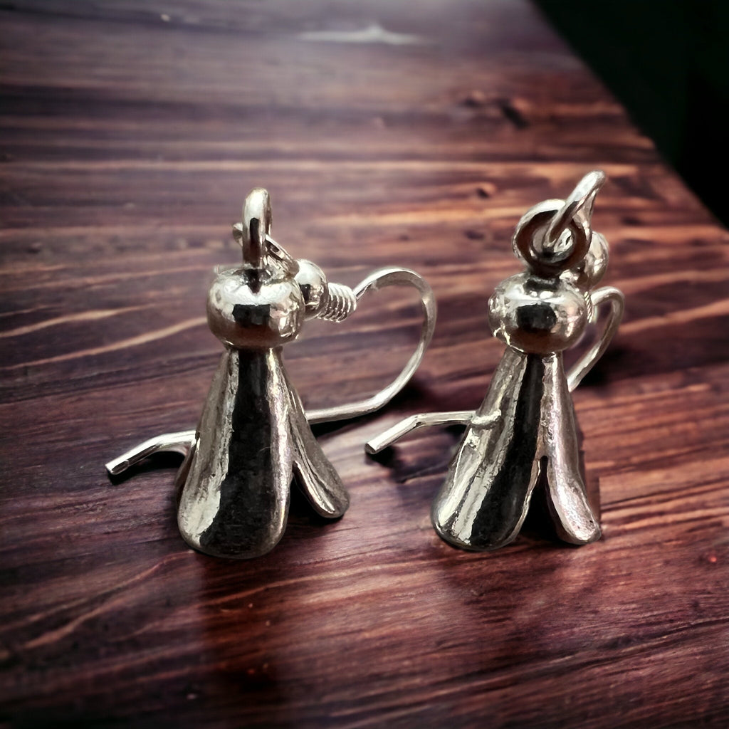 Small Sterling Silver Squash Blossom Dangle Earrings — 9×16mm (Native-Style) - Rooted & Reckless Co.