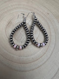 Smaller Sterling Pearl Saucer Teardrop Earrings with Pink Conch — 2.5 inch drop - Rooted & Reckless Co.