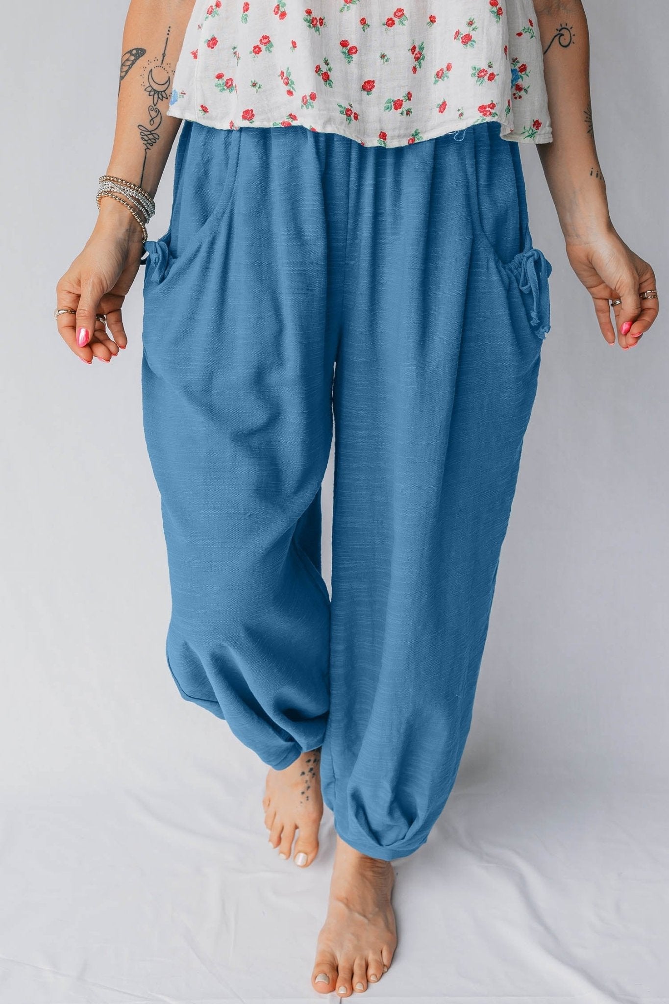 Smocked High Waist Drawstring Pocket Jogger Pants - Rooted & Reckless Co.