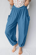 Smocked High Waist Drawstring Pocket Jogger Pants - Rooted & Reckless Co.