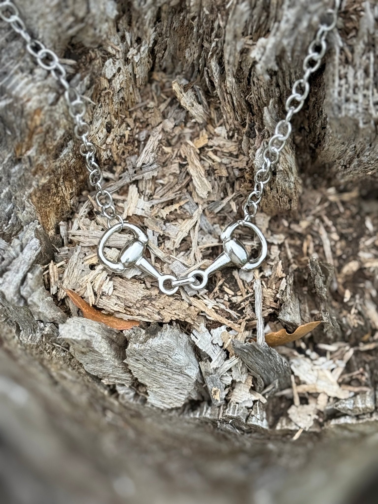 Snaffle Bit Silver Chain Necklace - Rooted & Reckless Co.