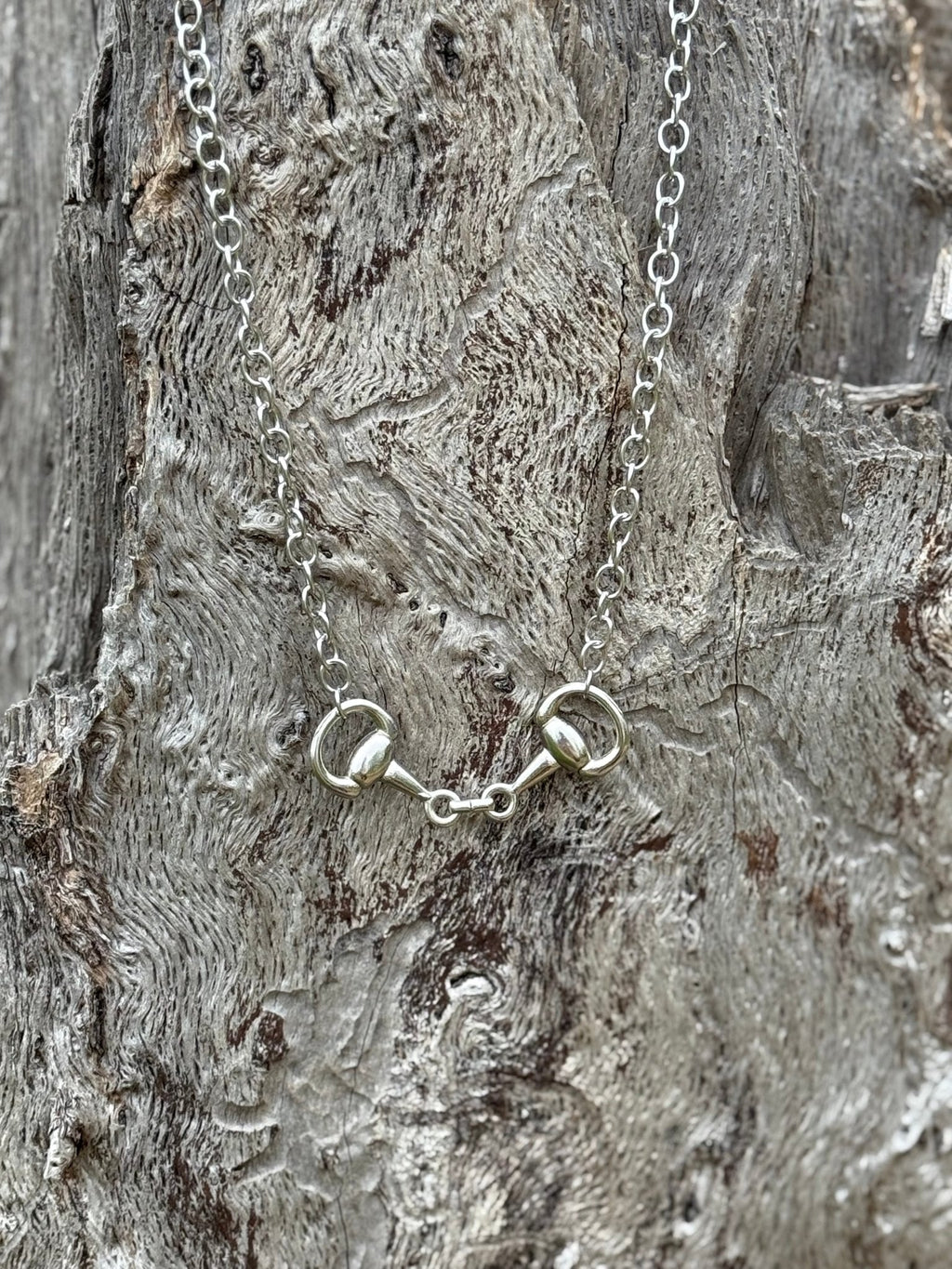 Snaffle Bit Silver Chain Necklace - Rooted & Reckless Co.
