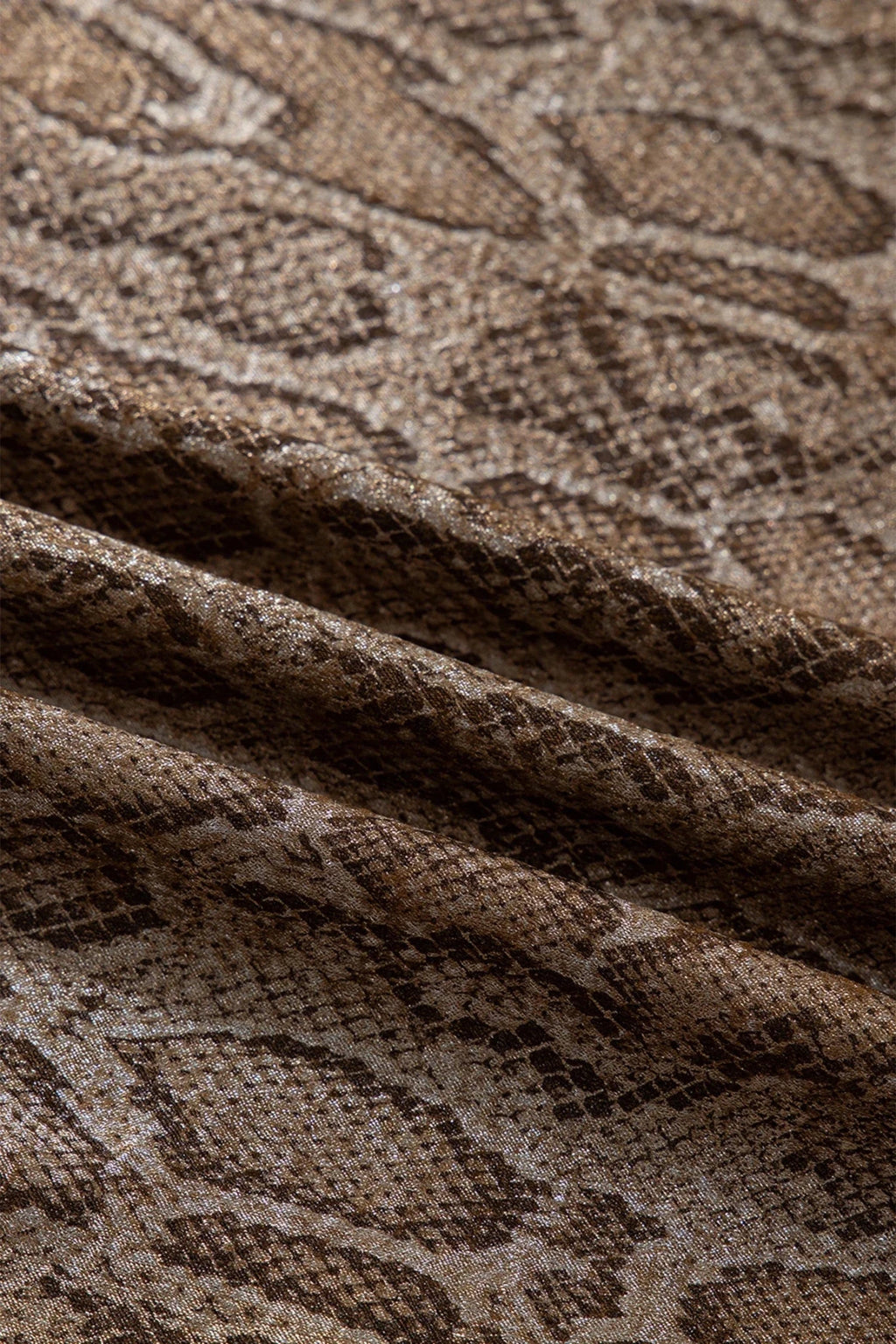 Snake Skin Metallic Polo Collared V-Neck Blouse - Rooted & Reckless Co.
