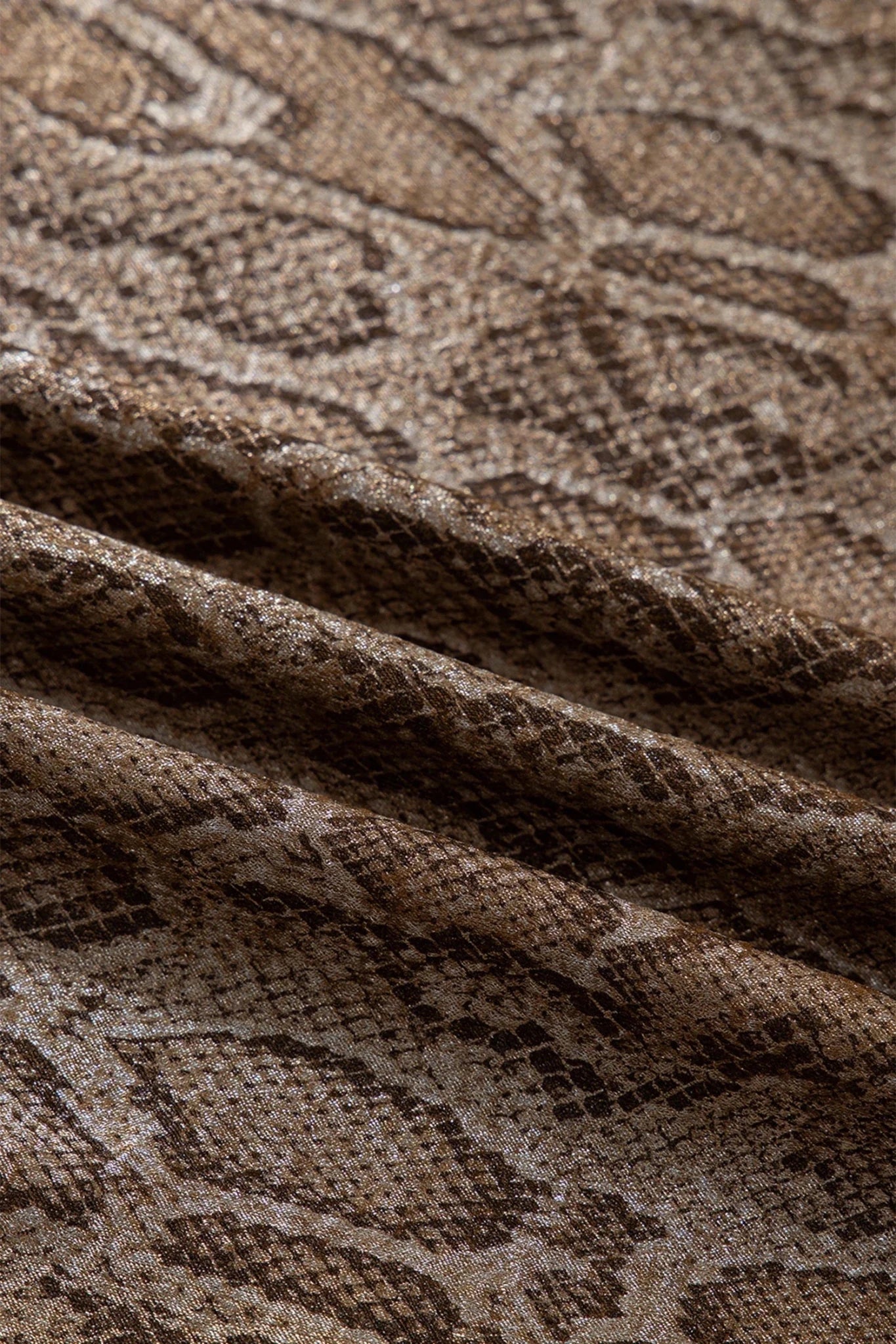 Snake Skin Metallic Polo Collared V-Neck Blouse - Rooted & Reckless Co.