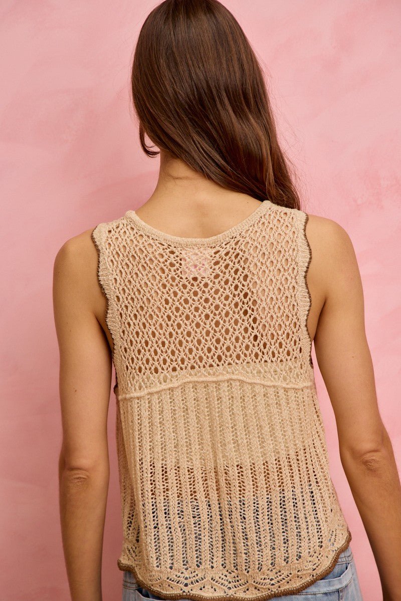 SO ME Crochet Lace Light Weight Sweater Vest - Rooted & Reckless Co.