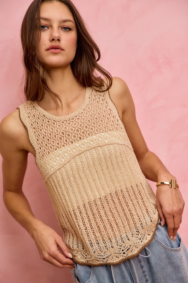 SO ME Crochet Lace Light Weight Sweater Vest - Rooted & Reckless Co.