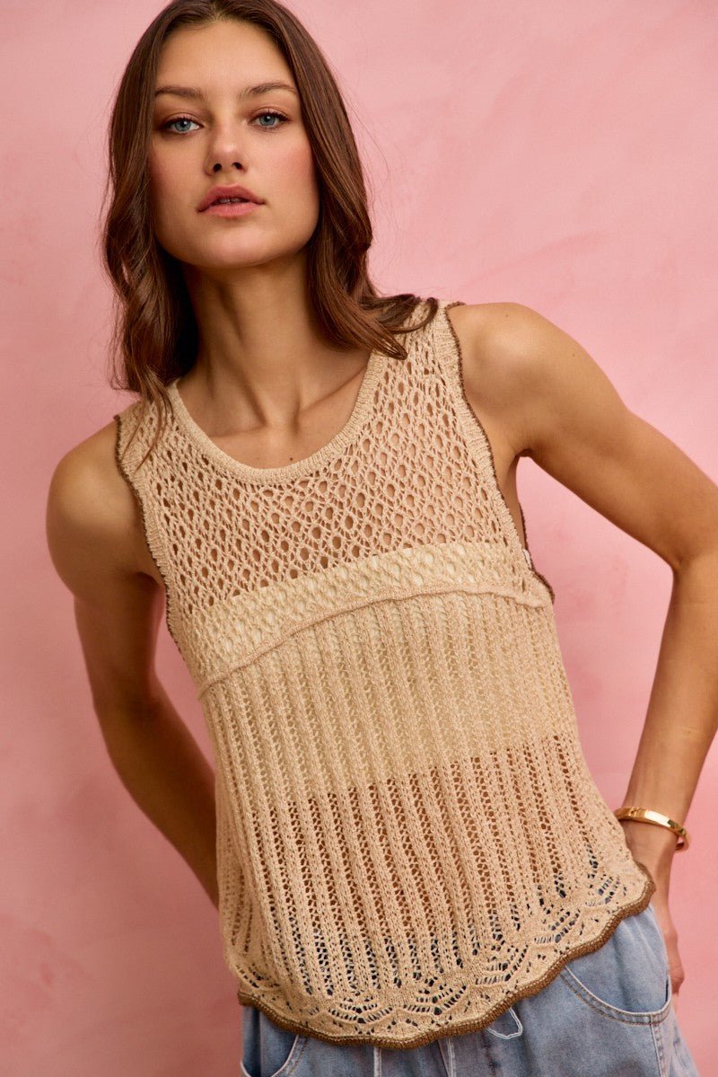 SO ME Crochet Lace Light Weight Sweater Vest - Rooted & Reckless Co.
