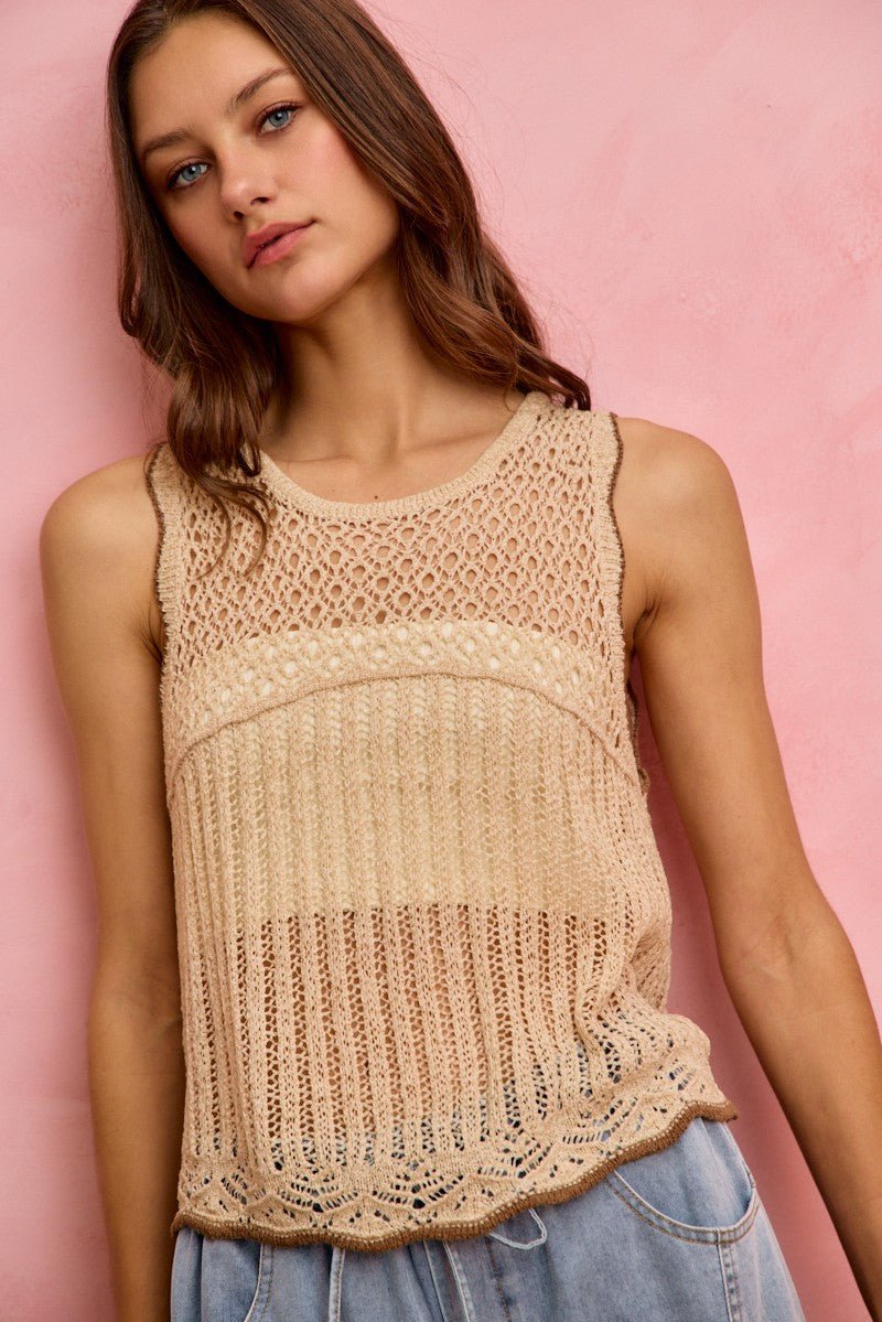 SO ME Crochet Lace Light Weight Sweater Vest - Rooted & Reckless Co.