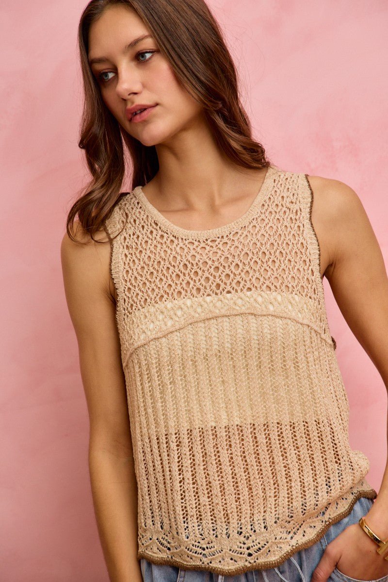 SO ME Crochet Lace Light Weight Sweater Vest - Rooted & Reckless Co.