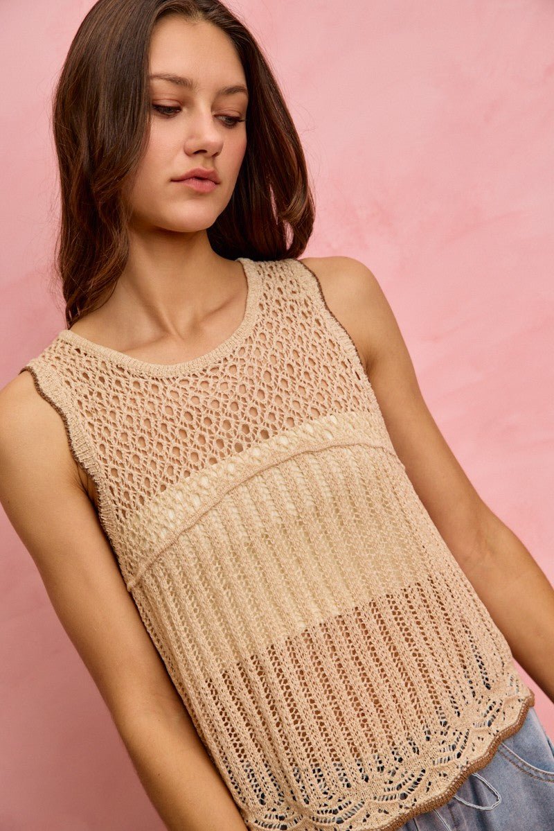SO ME Crochet Lace Light Weight Sweater Vest - Rooted & Reckless Co.
