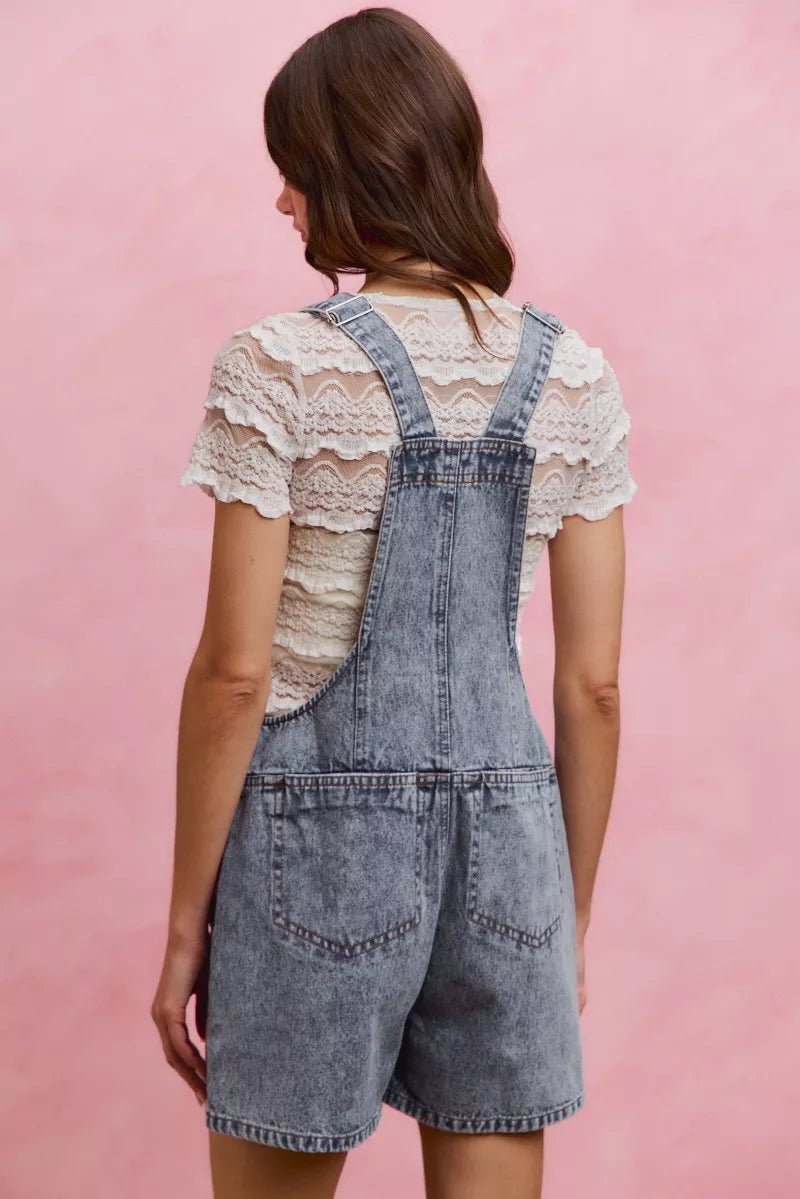 SO ME Denim Washed On Front With Adjustable Strap Romper - Rooted & Reckless Co.